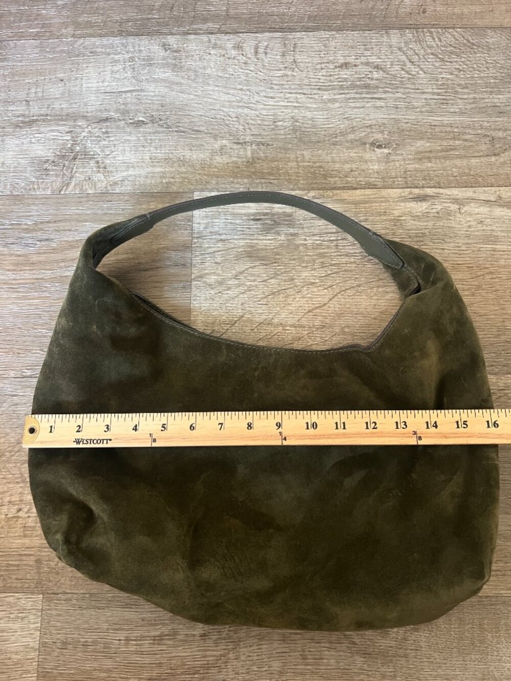 Madewell Mylie Suede Shoulder Hobo Bag in Olive Green - Picture 2 of 6